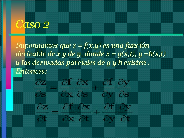 Caso 2 Supongamos que z = f(x, y) es una función derivable de x