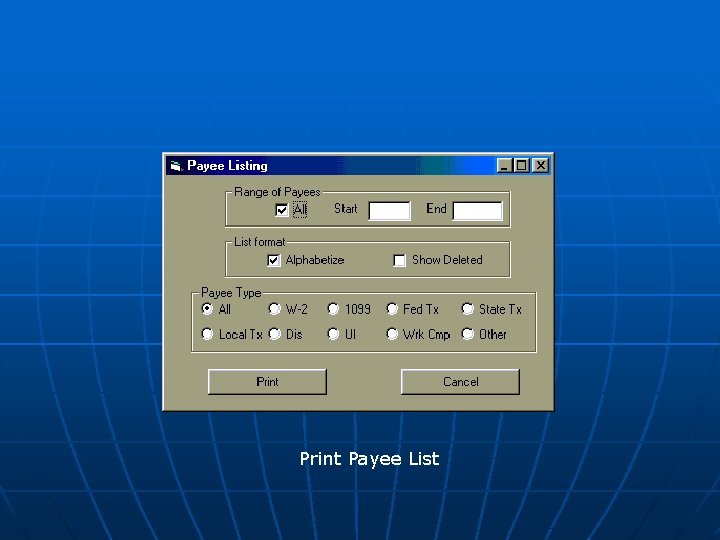 Print Payee List 