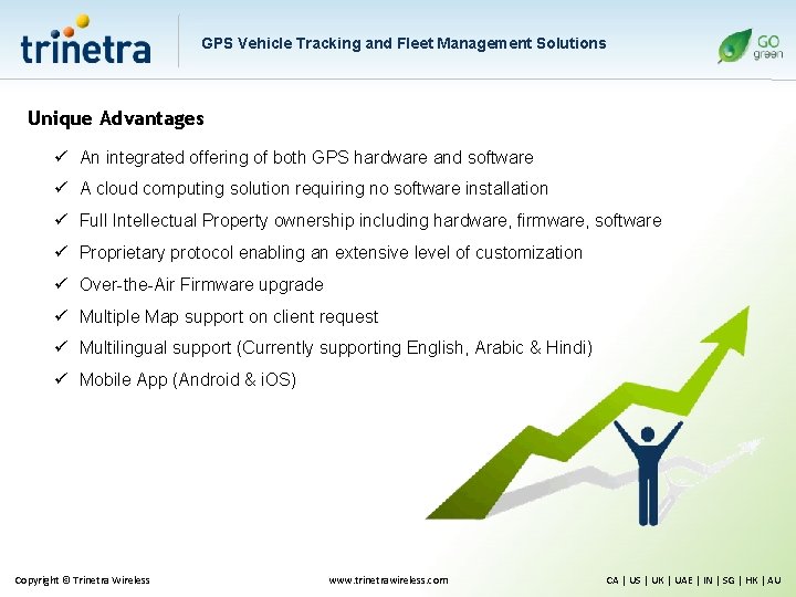 GPS Vehicle Tracking and Fleet Management Solutions Unique Advantages ü An integrated offering of