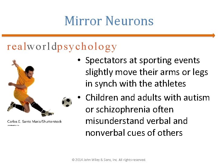 Mirror Neurons realw o r l dpsychology • Spectators at sporting events slightly move