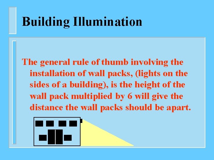 Building Illumination The general rule of thumb involving the installation of wall packs, (lights