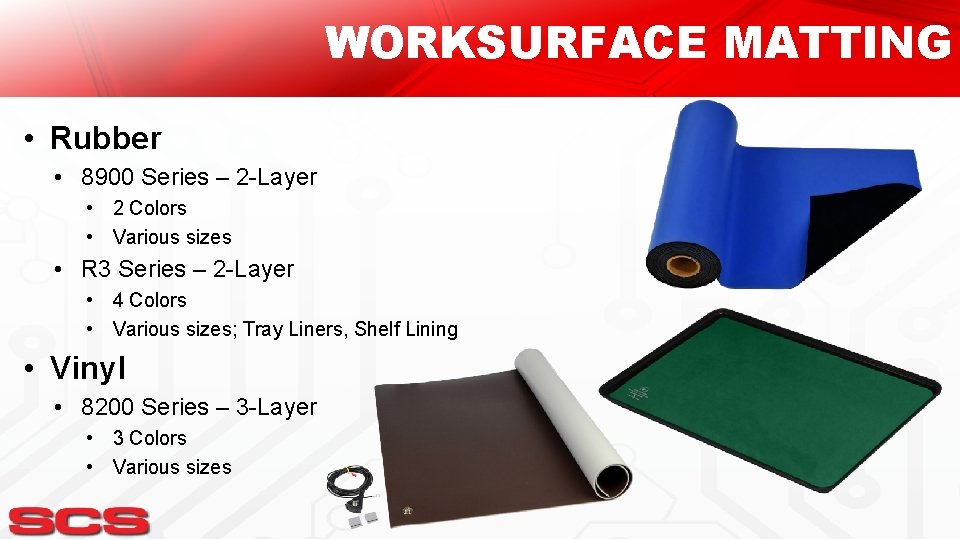 WORKSURFACE MATTING • Rubber • 8900 Series – 2 -Layer • 2 Colors •