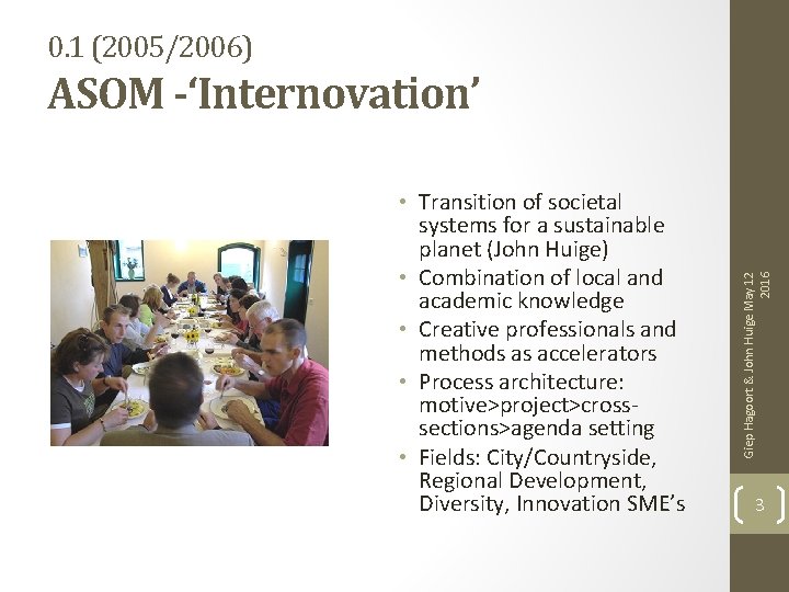 0. 1 (2005/2006) • Transition of societal systems for a sustainable planet (John Huige)