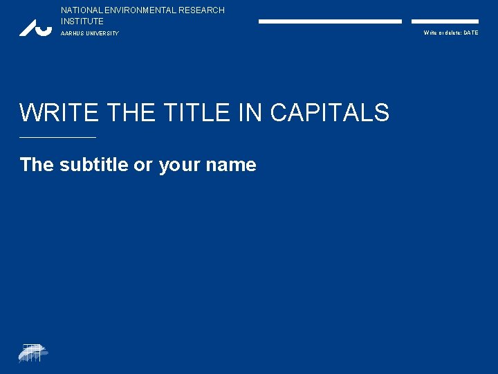 NATIONAL ENVIRONMENTAL RESEARCH INSTITUTE AARHUS UNIVERSITY WRITE THE TITLE IN CAPITALS The subtitle or