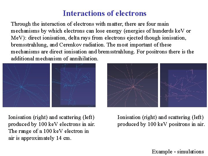 Interactions of electrons Through the interaction of electrons with matter, there are four main