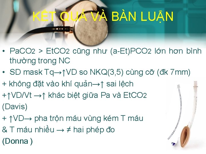 KẾT QUẢ VÀ BÀN LUẬN • Pa. CO 2 > Et. CO 2 cũng