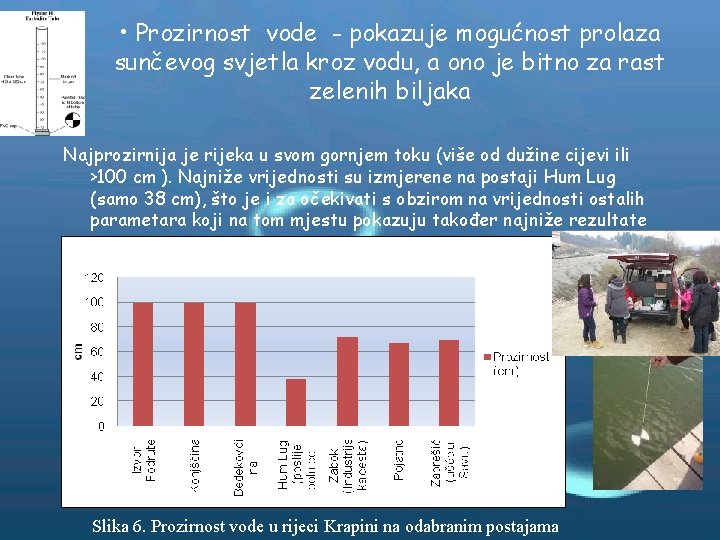  • Prozirnost vode - pokazuje mogućnost prolaza sunčevog svjetla kroz vodu, a ono