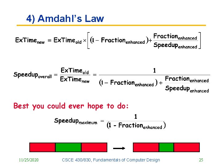 4) Amdahl’s Law Best you could ever hope to do: 11/25/2020 CSCE 430/830, Fundamentals