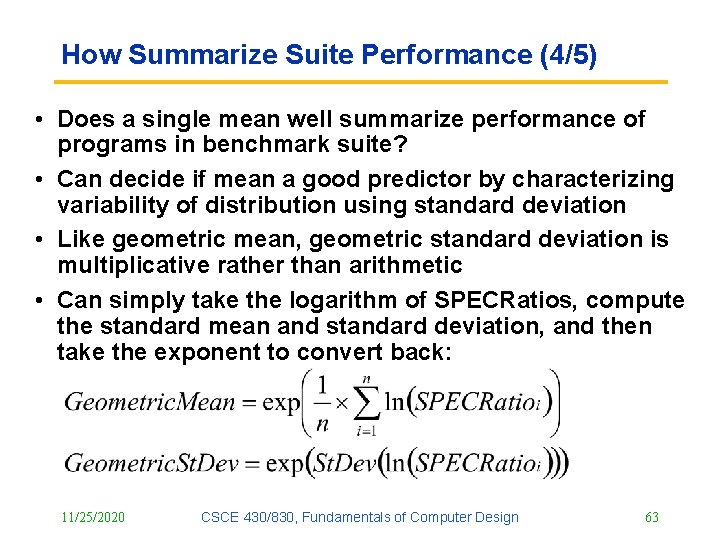 How Summarize Suite Performance (4/5) • Does a single mean well summarize performance of