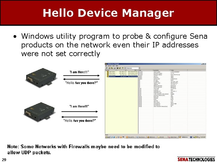 Hello Device Manager • Windows utility program to probe & configure Sena products on