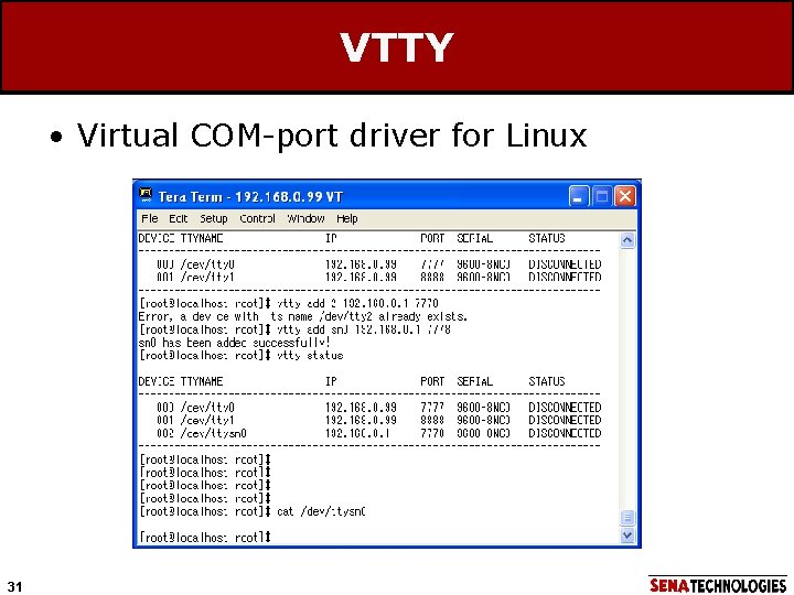 VTTY • Virtual COM-port driver for Linux 31 
