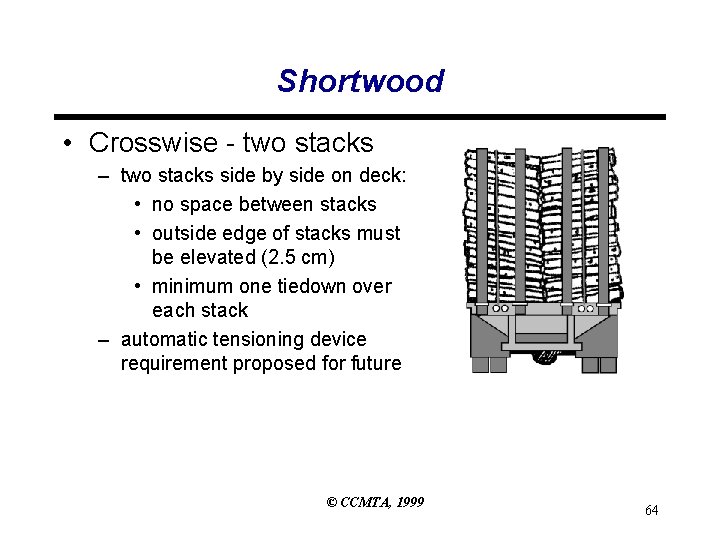 Shortwood • Crosswise - two stacks – two stacks side by side on deck: