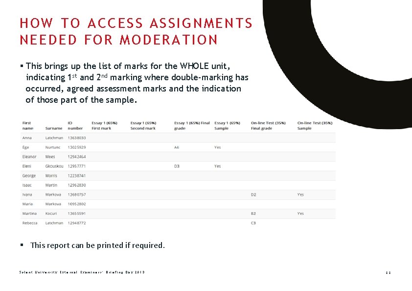 HOW TO ACCESS ASSIGNMENTS NEEDED FOR MODERATION § This brings up the list of