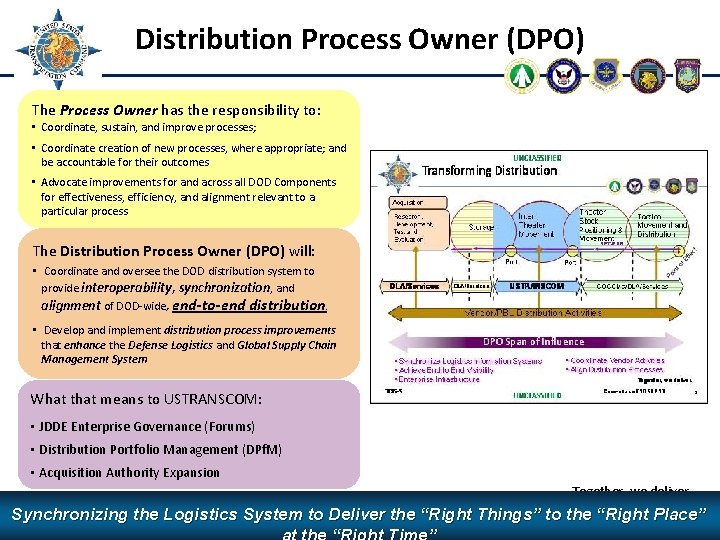 Distribution Process Owner (DPO) The Process Owner has the responsibility to: • Coordinate, sustain,