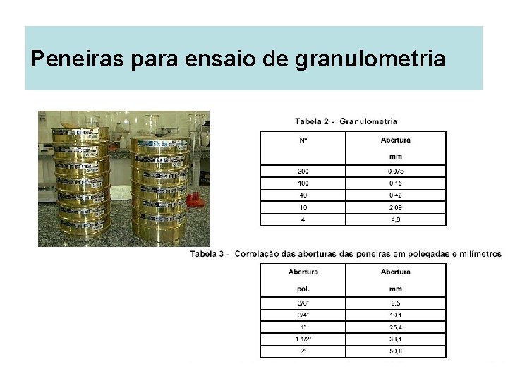 Peneiras para ensaio de granulometria 