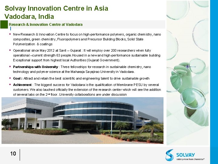 Solvay Innovation Centre in Asia Vadodara, India Research & Innovation Centre at Vadodara §