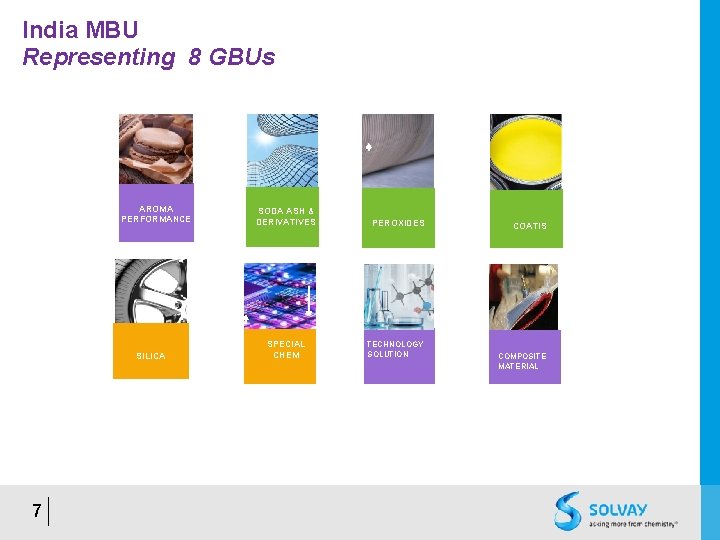 India MBU Representing 8 GBUs AROMA PERFORMANCE SILICA 7 SODA ASH & DERIVATIVES SPECIAL