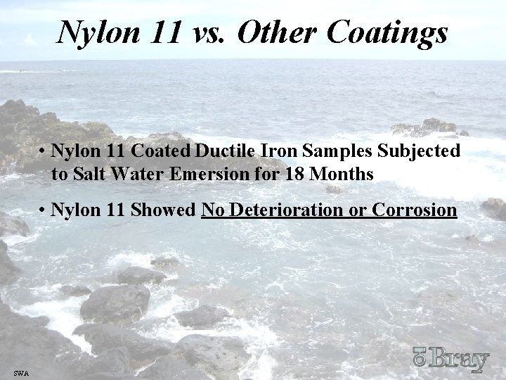 Nylon 11 vs. Other Coatings • Nylon 11 Coated Ductile Iron Samples Subjected to