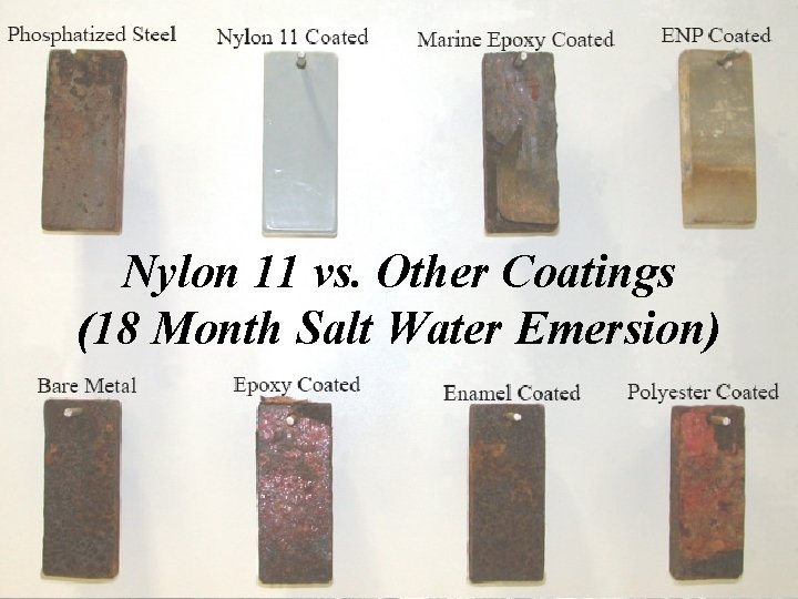 Nylon 11 vs. Other Coatings (18 Month Salt Water Emersion) SWA 