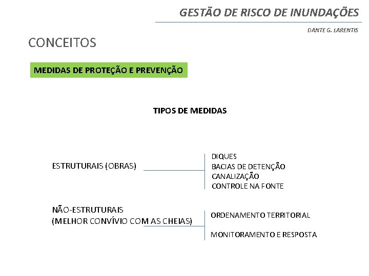 GESTÃO DE RISCO DE INUNDAÇÕES DANTE G. LARENTIS CONCEITOS MEDIDAS DE PROTEÇÃO E PREVENÇÃO GESTÃO DE RISCO DE INUNDAÇÕES DANTE G. LARENTIS CONCEITOS MEDIDAS DE PROTEÇÃO E PREVENÇÃO
