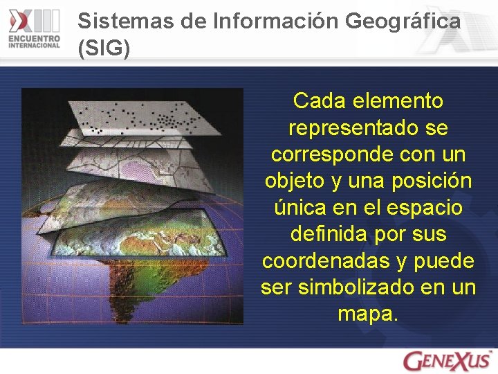 Sistemas de Información Geográfica (SIG) Cada elemento representado se corresponde con un objeto y