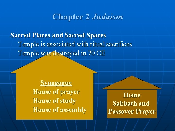 Chapter 2 Judaism Sacred Places and Sacred Spaces Temple is associated with ritual sacrifices