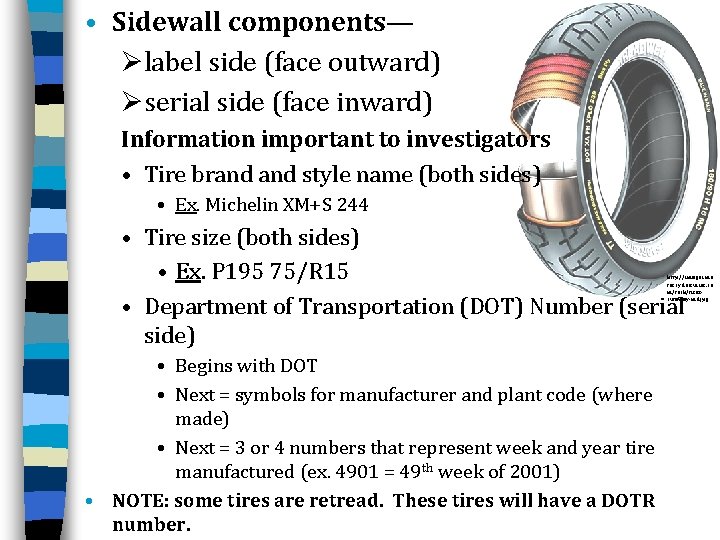  • Sidewall components— Ølabel side (face outward) Øserial side (face inward) Information important