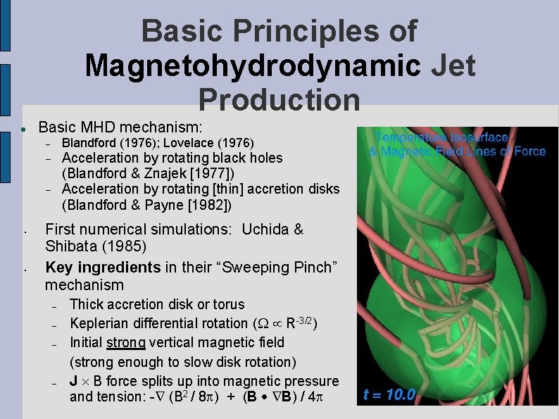 Basic Principles of Magnetohydrodynamic Jet Production Basic MHD mechanism: Blandford (1976); Lovelace (1976) Acceleration