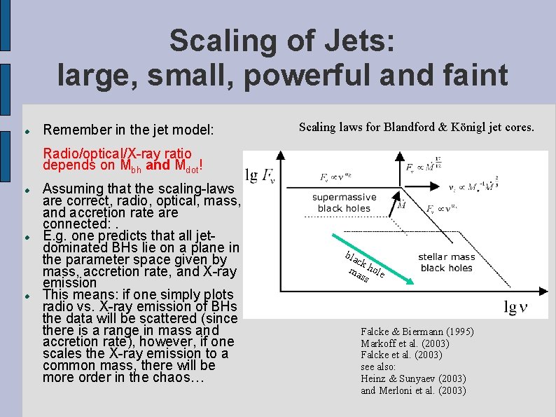 Scaling of Jets: large, small, powerful and faint Remember in the jet model: Scaling