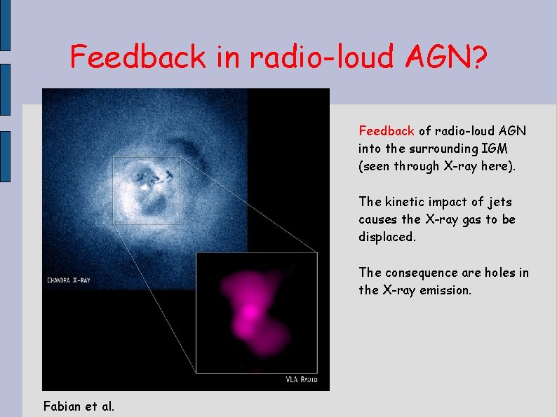 Feedback in radio-loud AGN? Feedback of radio-loud AGN into the surrounding IGM (seen through