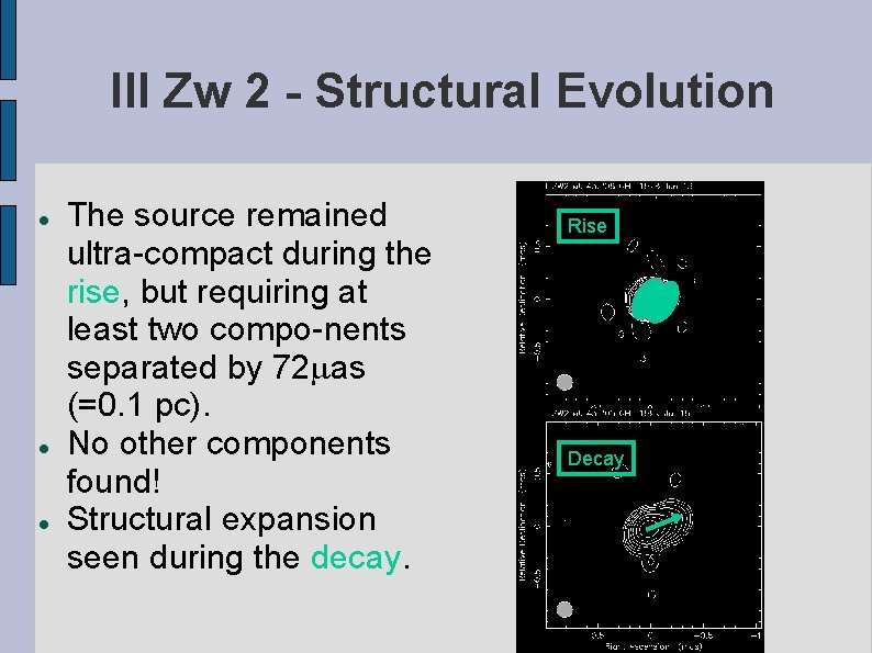 III Zw 2 - Structural Evolution The source remained ultra-compact during the rise, but
