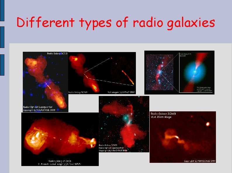 Different types of radio galaxies 