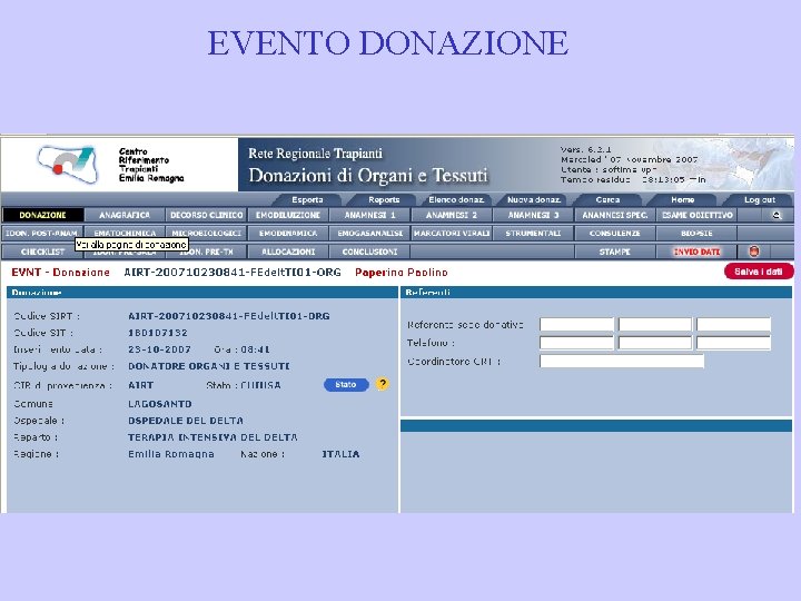 EVENTO DONAZIONE 