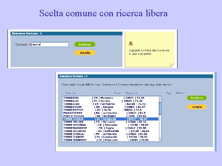 Scelta comune con ricerca libera 