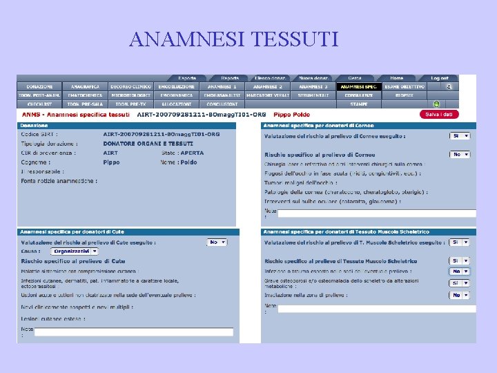 ANAMNESI TESSUTI 