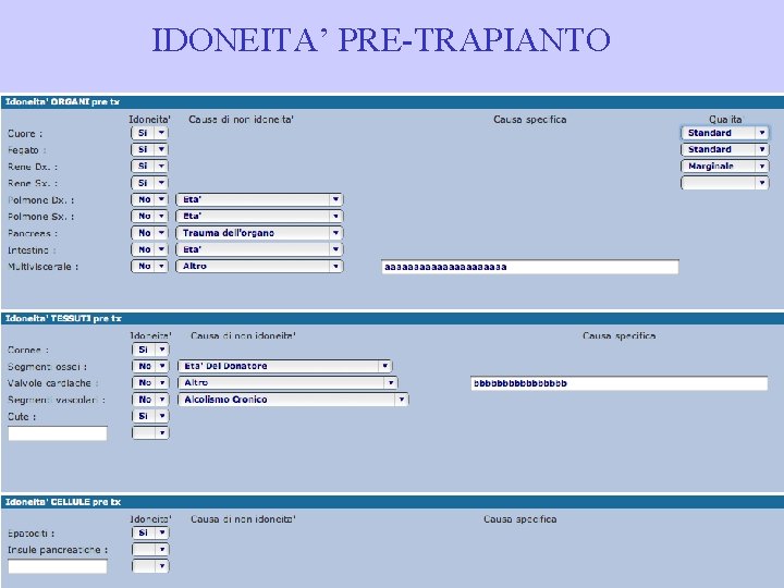 IDONEITA’ PRE-TRAPIANTO 