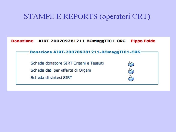 STAMPE E REPORTS (operatori CRT) 