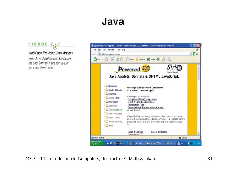 Java MSIS 110: Introduction to Computers; Instructor: S. Mathiyalakan 31 