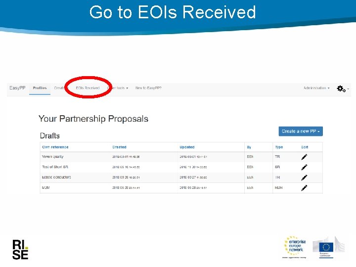 Go to EOIs Received 