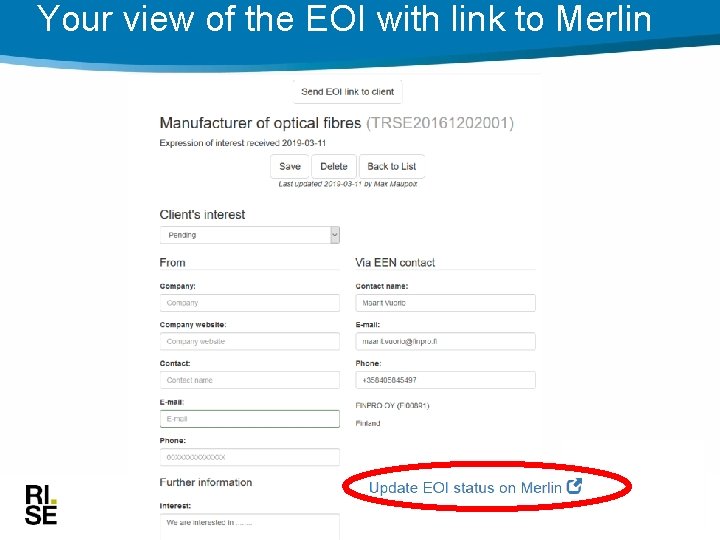 Your view of the EOI with link to Merlin Aa bb 
