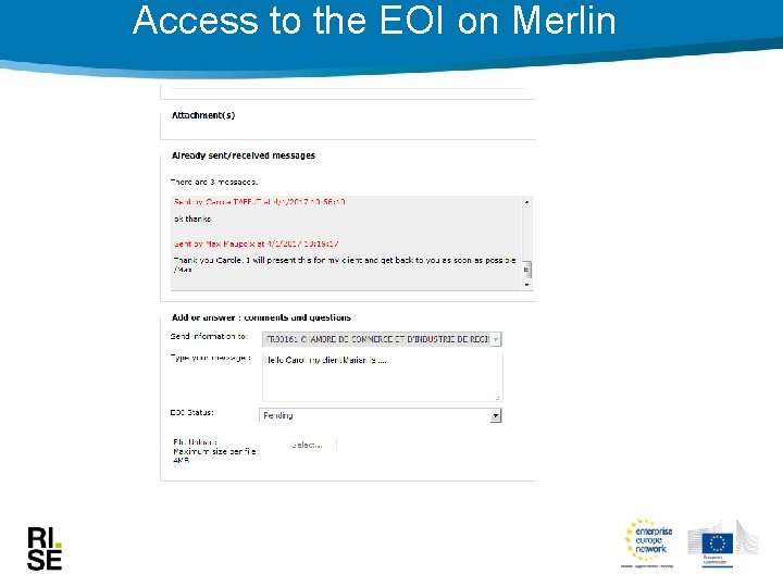 Access to the EOI on Merlin 