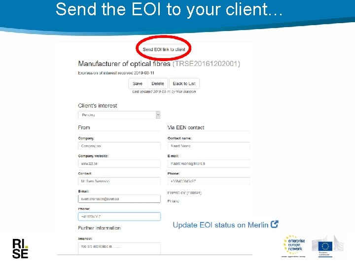 Send the EOI to your client… 