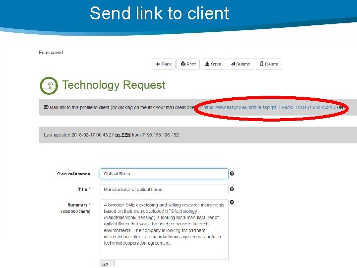 Send link to client 