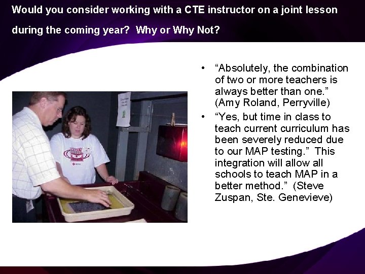 Would you consider working with a CTE instructor on a joint lesson during the
