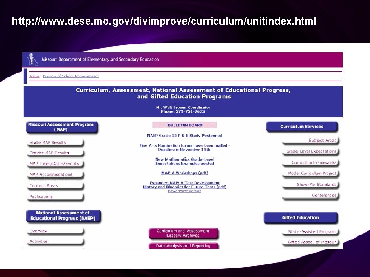 http: //www. dese. mo. gov/divimprove/curriculum/unitindex. html 