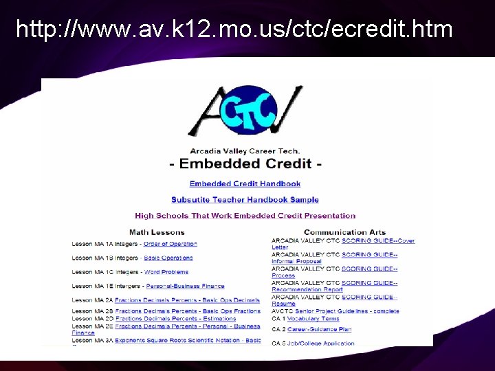http: //www. av. k 12. mo. us/ctc/ecredit. htm 