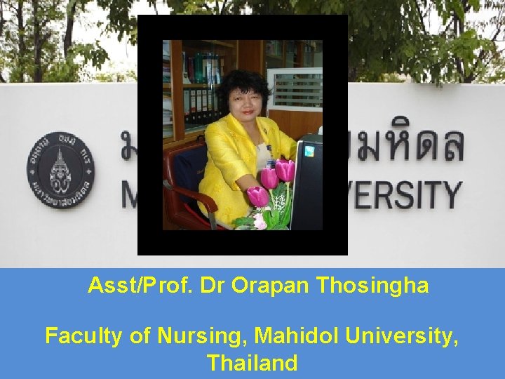 Asst/Prof. Dr Orapan Thosingha Faculty of Nursing, Mahidol University, Thailand 