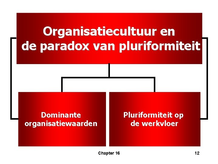 Organisatiecultuur en de paradox van pluriformiteit Dominante organisatiewaarden Pluriformiteit op de werkvloer Chapter 16