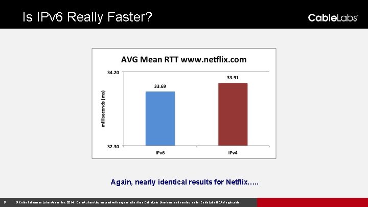 Is IPv 6 Really Faster? Again, nearly identical results for Netflix…. . 8 ©