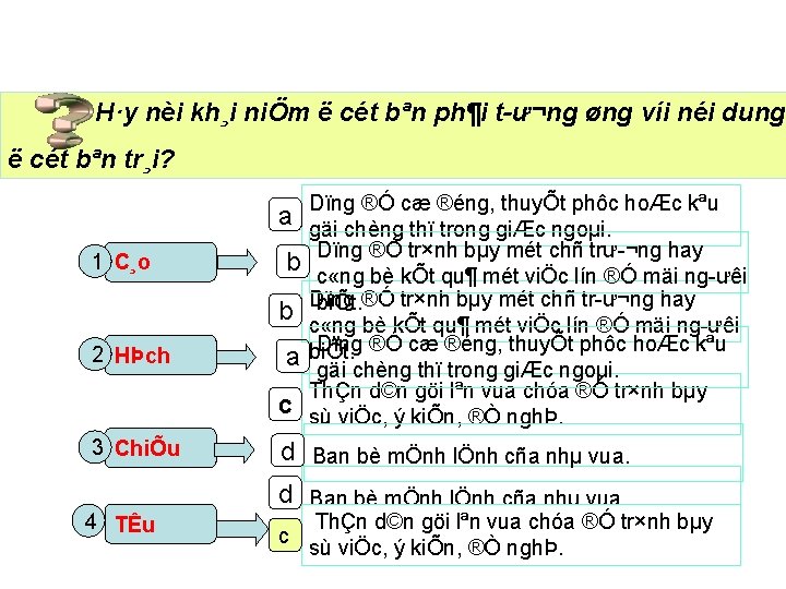 H·y nèi kh¸i niÖm ë cét bªn ph¶i t ư¬ng øng víi néi dung